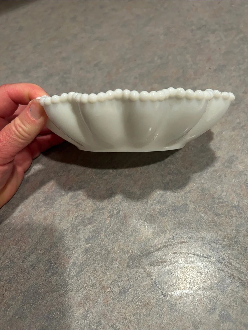 Westmoreland White Milk Glass Scalloped Dishes - Pair
